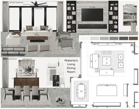 Modern Combined Living & Dining Room Renovation Selma A. Moodboard 1 thumb