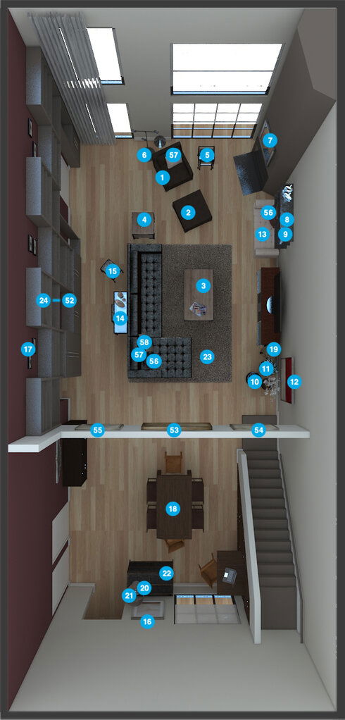 Online Designer Combined Living/Dining Floorplan