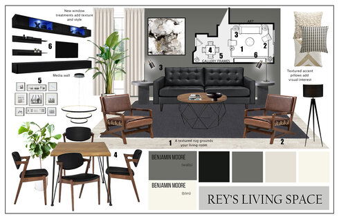 Masculine Contemporary Living & Dining Design Casey H. Moodboard 1 thumb