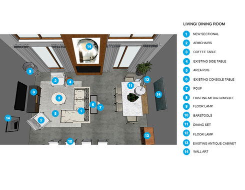 Online Designer Combined Living/Dining Floorplan