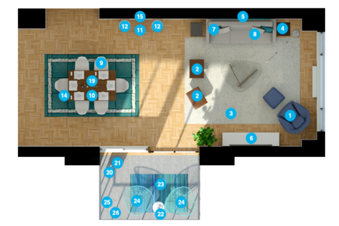Online Designer Combined Living/Dining Floorplan
