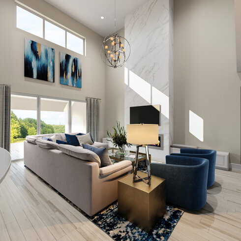 Elegant High Vaulted Ceilings Living Room Decor | Decorilla