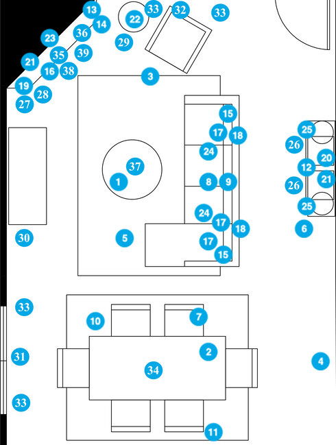 Online Designer Combined Living/Dining Floorplan