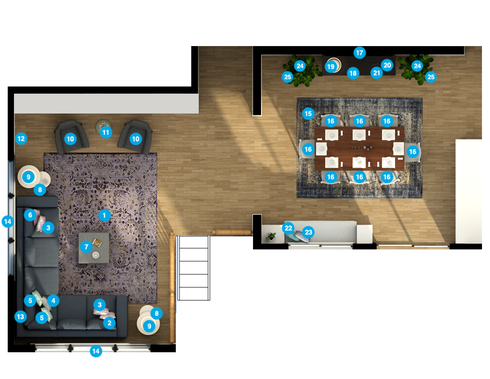 Online Designer Combined Living/Dining Floorplan