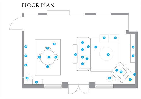 Online Designer Combined Living/Dining Floorplan