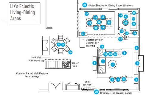 Online Designer Combined Living/Dining Floorplan