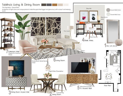 Modern Living, dining and bedroom design Tiara M. Moodboard 1 thumb