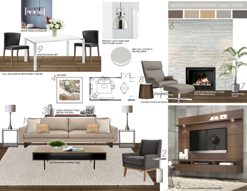 Sleek, Minimal Family Room Picharat A.  Moodboard 1 thumb