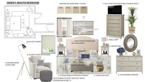 Coastal Chic Bedroom Interior Design Eda B. Moodboard 1 thumb