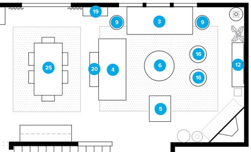 Online Designer Combined Living/Dining Floorplan