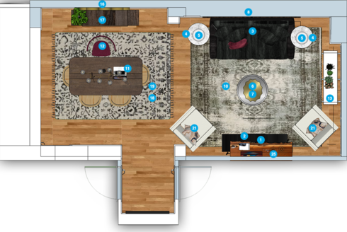 Online Designer Combined Living/Dining Floorplan