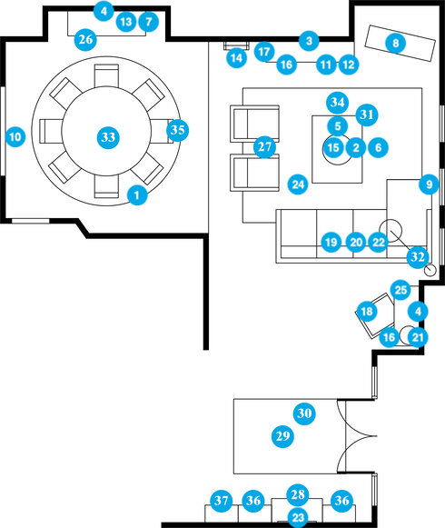 Online Designer Combined Living/Dining Floorplan