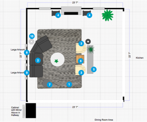 Online Designer Living Room Floorplan