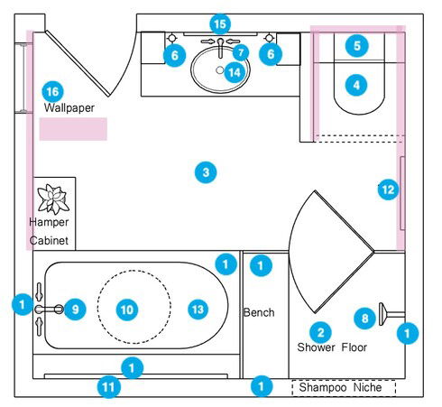 Online Designer Bathroom Floorplan