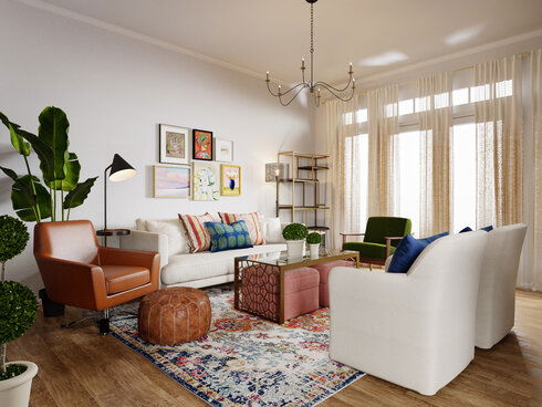 Comfy Eclectic Living Room Interior Design | Decorilla