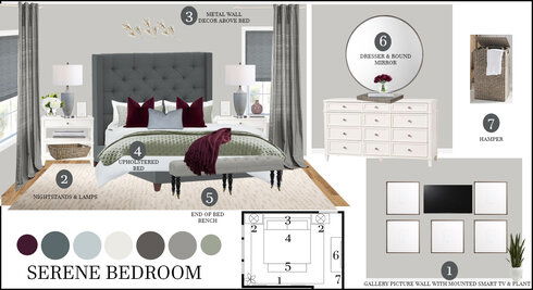 Serene Small Master Bedroom Interior Design Rachel H. Moodboard 1 thumb