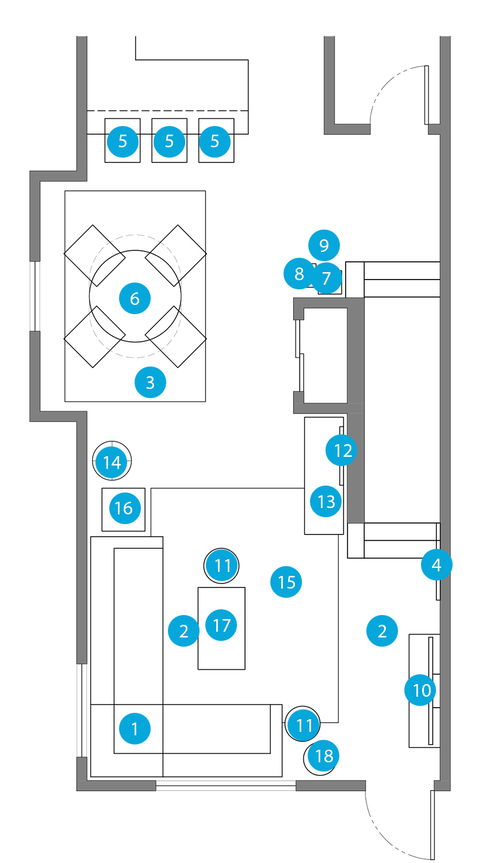 Online Designer Combined Living/Dining Floorplan