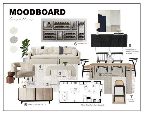 Neutral Modern Home with Wine Shelves Marine H. Moodboard 1 thumb