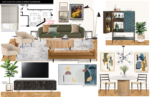 Eclectic Welcoming Living & Dining Room Picharat A.  Moodboard 2 thumb