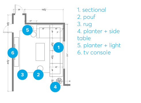 Online Designer Combined Living/Dining Floorplan