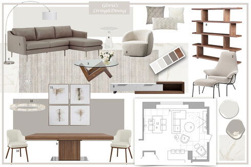 Gold Accents Contemporary Home Interior Design Dragana V. Moodboard 2 thumb