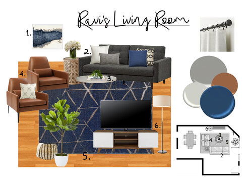 Mid-century modern living room and study transformation Paaj Y. Moodboard 2 thumb