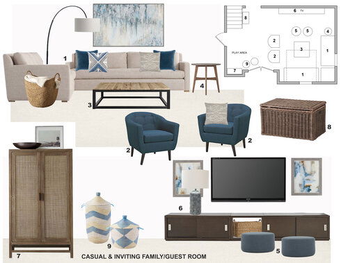 Modern Basement Family Room Laura A. Moodboard 1 thumb