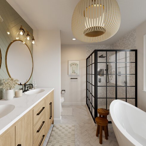 Luxurious Tile Decor Elevates Modern Black Bathroom In 3d