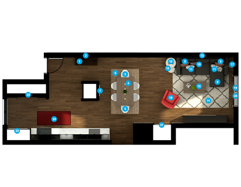 Online Designer Combined Living/Dining Floorplan