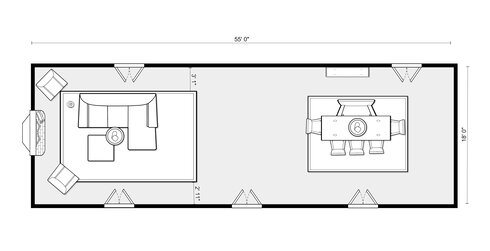 Online Designer Combined Living/Dining Floorplan
