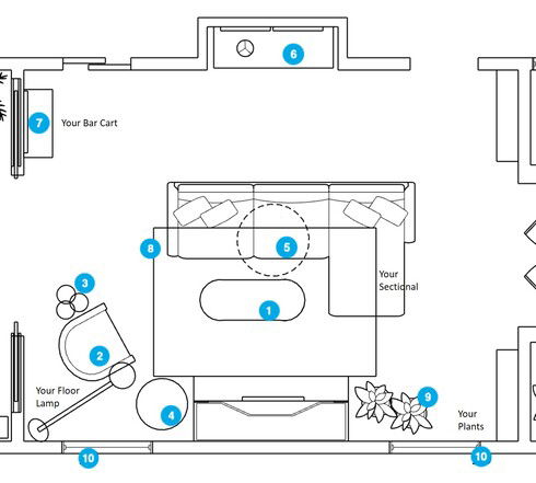 Online Designer Living Room Floorplan