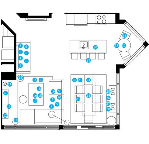 Online Designer Combined Living/Dining Floorplan