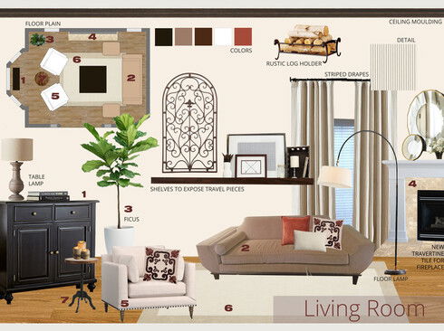 Mediterranean with Asian Accents Living and Dining Room Design Jessica D. Moodboard 2 thumb