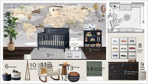 Rocket & Airplane Themed Nursery Design Berkeley H. Moodboard 1 thumb