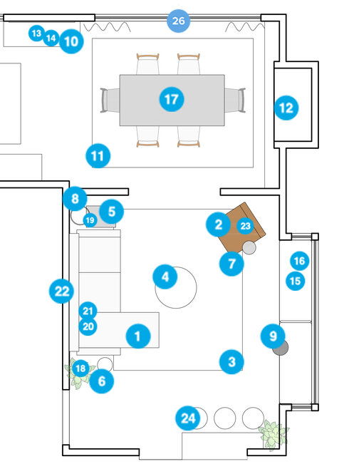 Online Designer Combined Living/Dining Floorplan