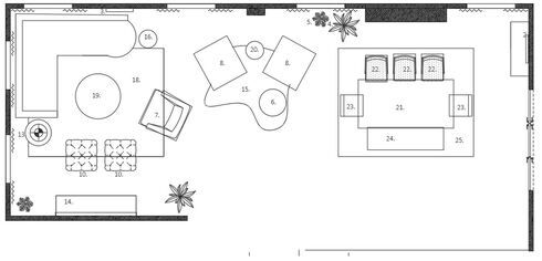 Online Designer Combined Living/Dining Floorplan