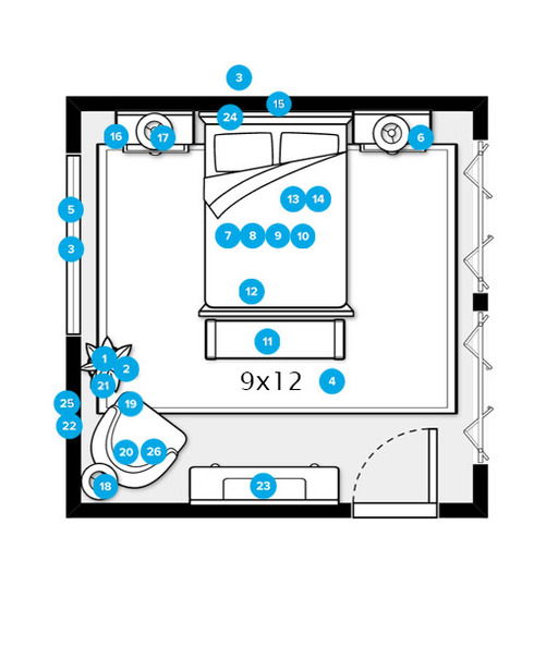 Online Designer Bedroom Floorplan