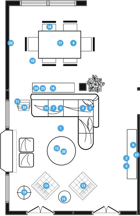 Online Designer Combined Living/Dining Floorplan