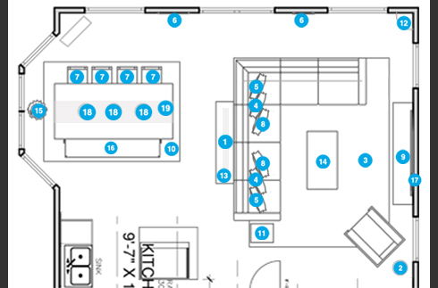 Online Designer Combined Living/Dining Floorplan