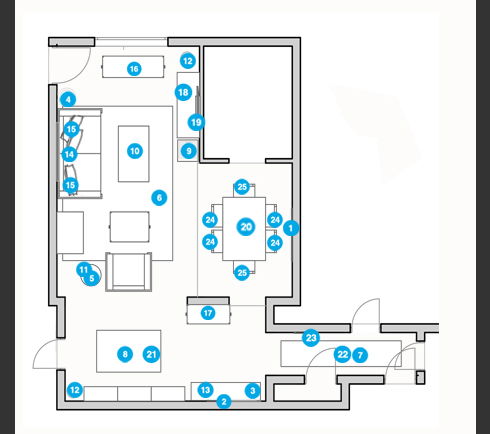 Online Designer Combined Living/Dining Floorplan