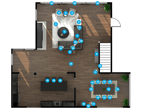 Online Designer Combined Living/Dining Floorplan