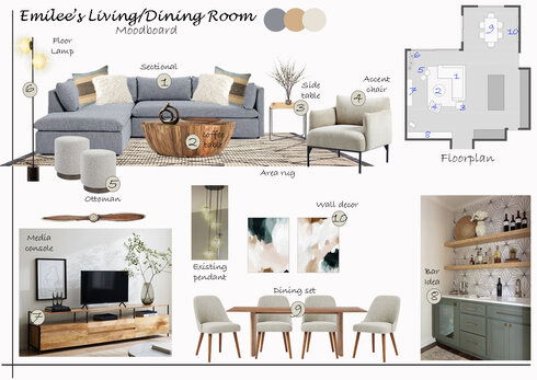 Modern Living and Dining Room with a Bar Liana S. Moodboard 1 thumb