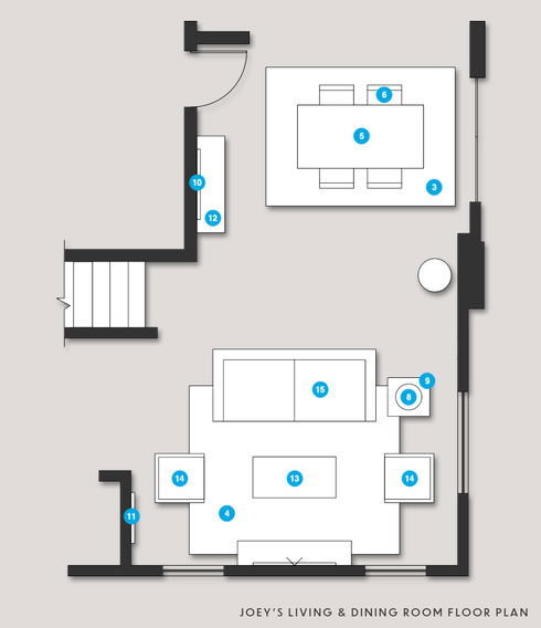 Online Designer Combined Living/Dining Floorplan