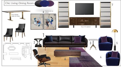 Warm Contemporary Open Concept Living & Dining Wanda P. Moodboard 1 thumb