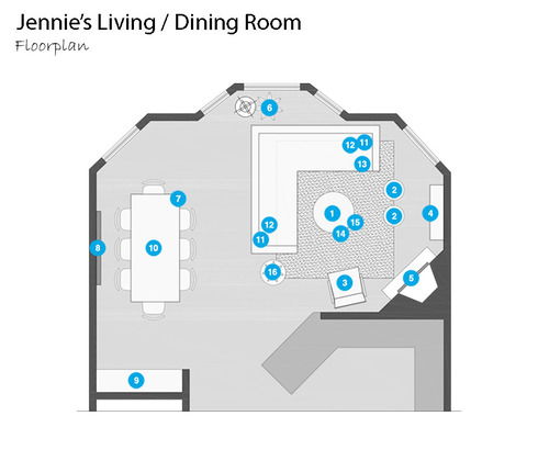 Online Designer Combined Living/Dining Floorplan