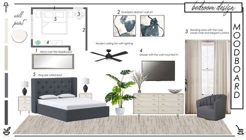 Serene Small Master Bedroom Interior Design Lidija P. Moodboard 2 thumb