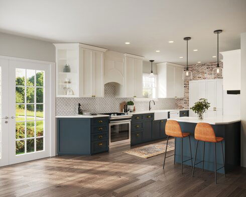 White Blue Modern Farmhouse Kitchen Remodel Decorilla Blue Modern Farmhouse Kitchen Remodel, Farmhouse Kitchen Remodel