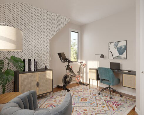 Small Home Office & Gym Combo Design | Decorilla