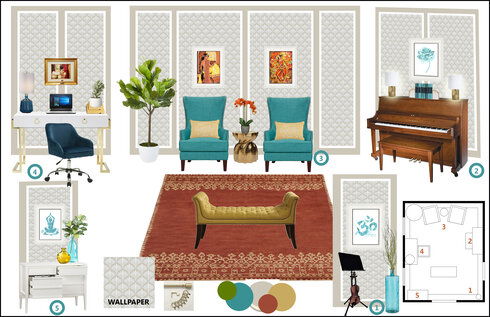 Eclectic Music Room Rachel H. Moodboard 2 thumb