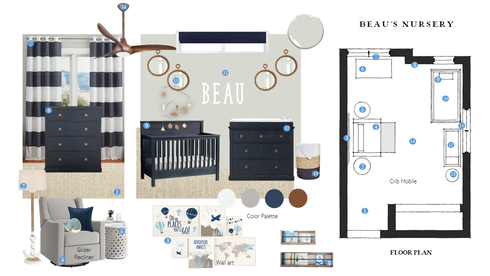 Rocket & Airplane Themed Nursery Design Laura S. Moodboard 2 thumb